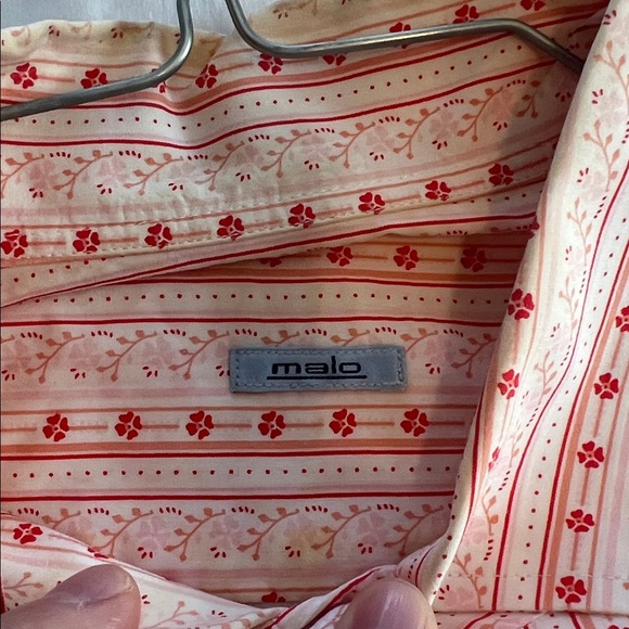 Malo Men's Casual Pink and Red Striped Shirt - Picture 2 of 6